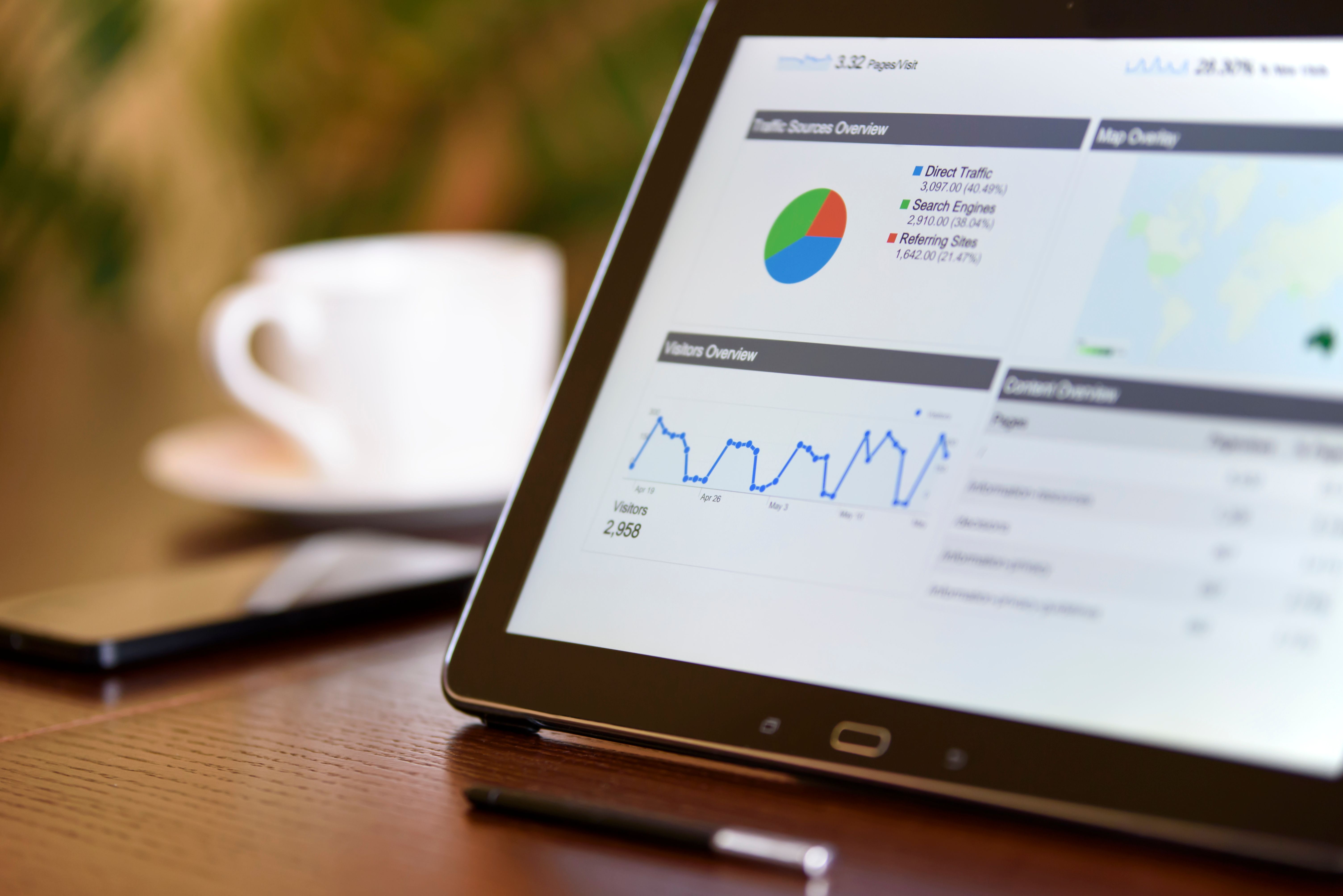 Tablet showing website analytics — Google Business Profile local SEO checklist