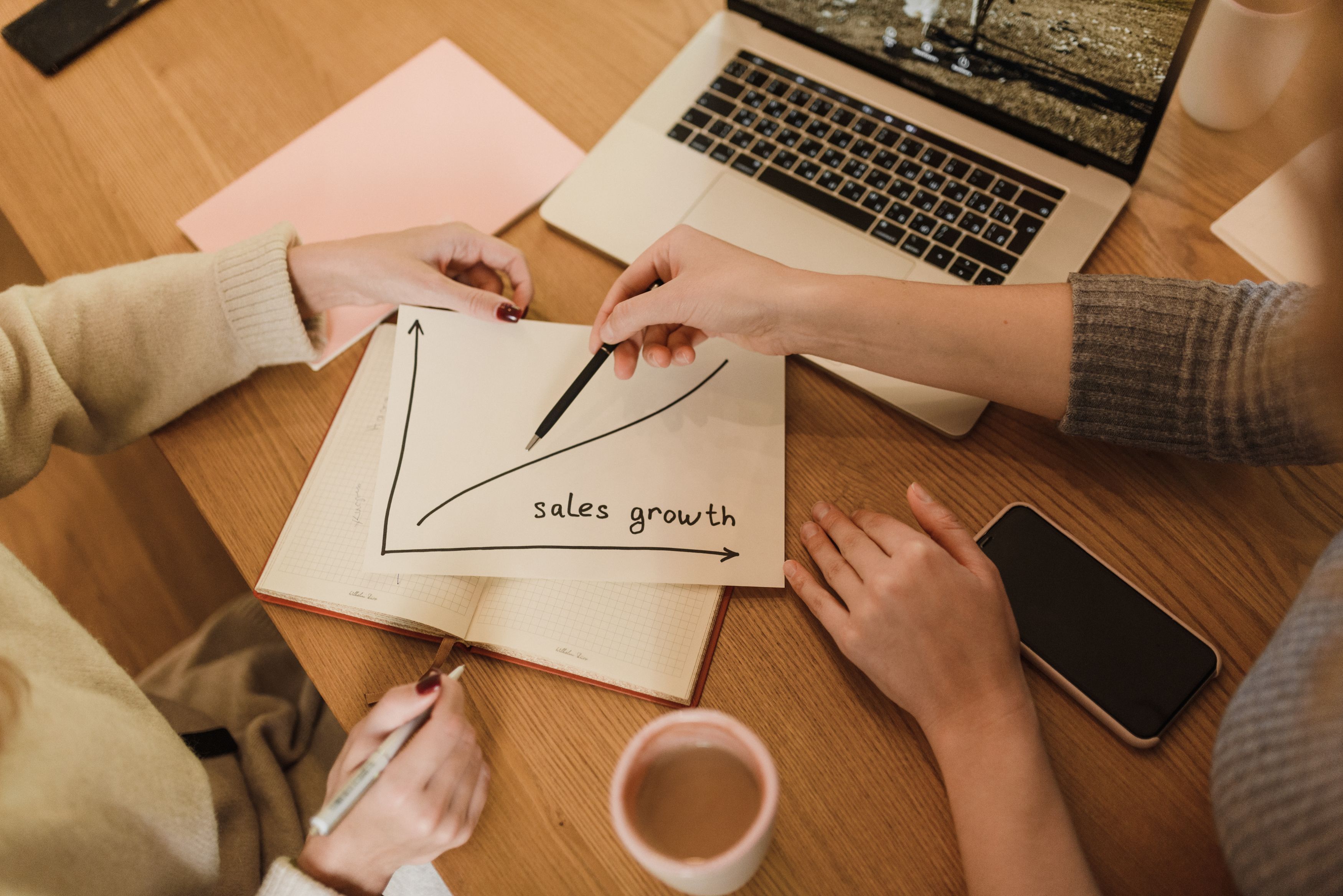 Hand-drawn sales growth chart — how much SEO costs for a Sarasota small business