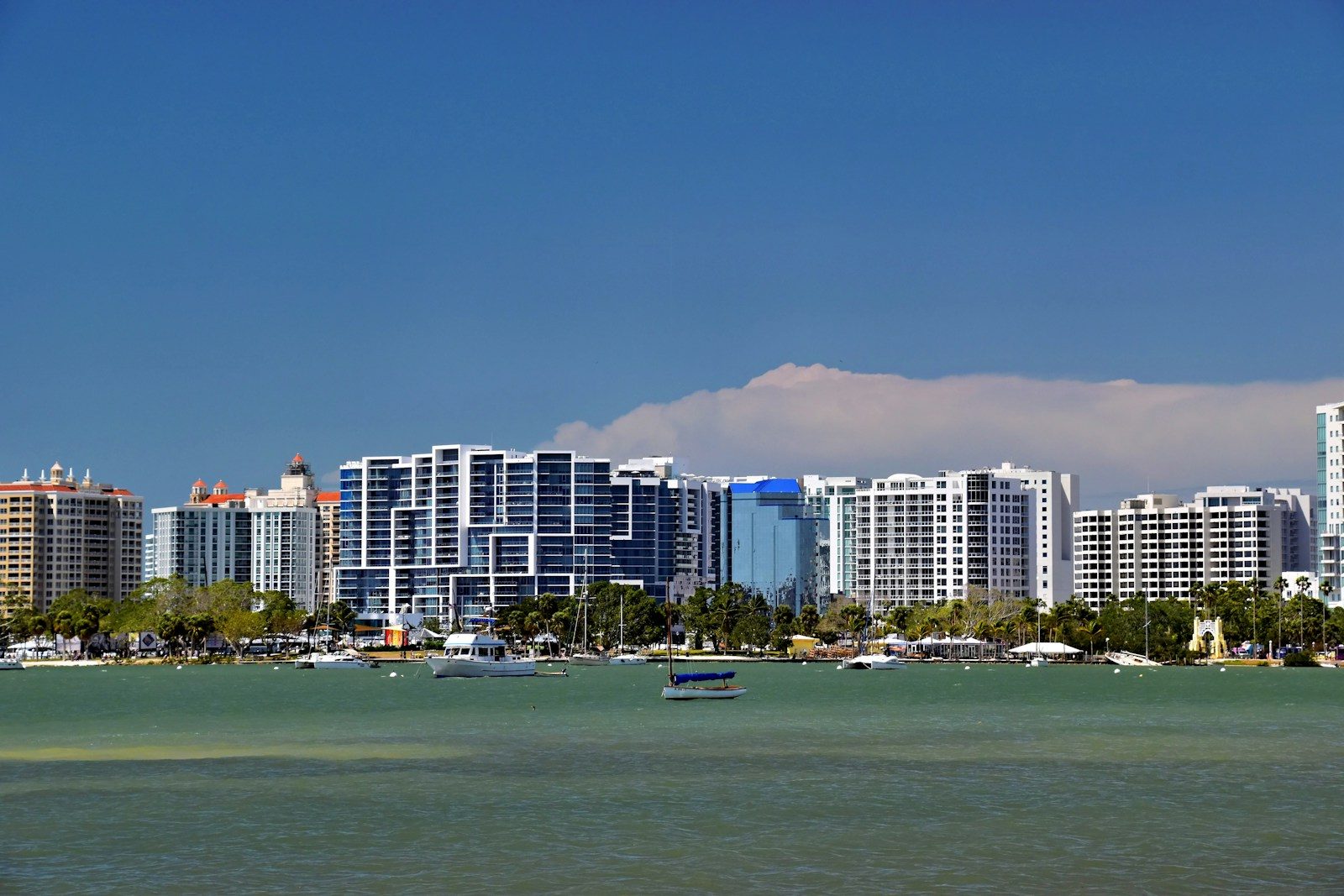 Downtown Sarasota skyline viewed across Sarasota Bay